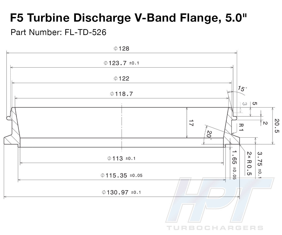 HPT F5 V-Band & T6 Discharge Flange - 5.00"